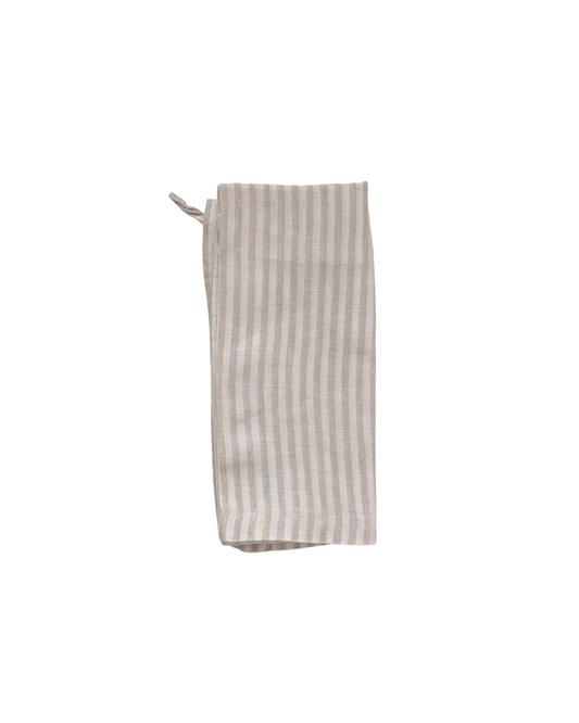 French Linen Tea Towel | Oatmeal Stripes