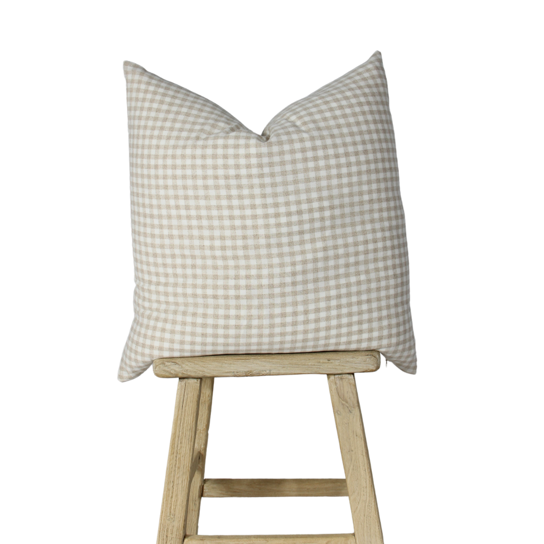 Oatmeal Gingham Cushion | 65cm x 65cm