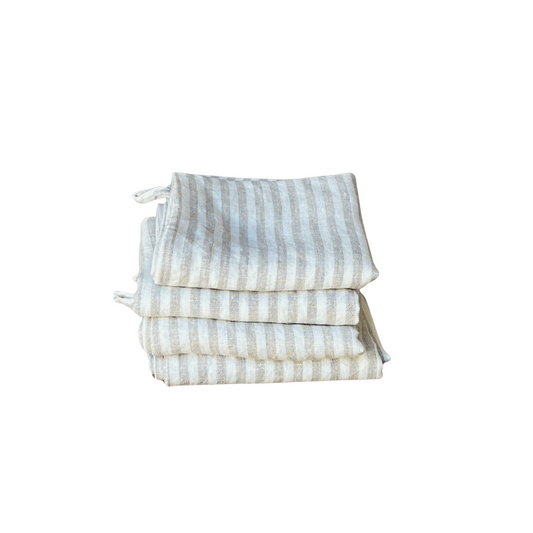 French Linen Tea Towel | Oatmeal Stripes