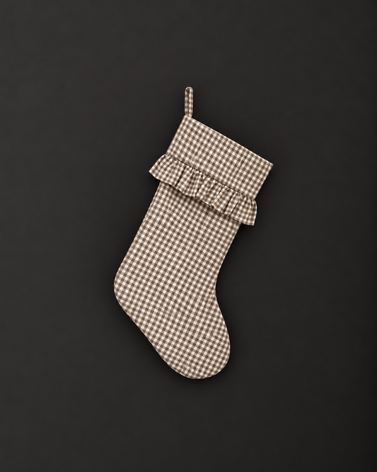 Olive Gingham Christmas Stocking