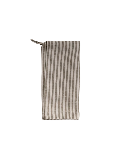 French Linen Tea Towel | Olive Stripes