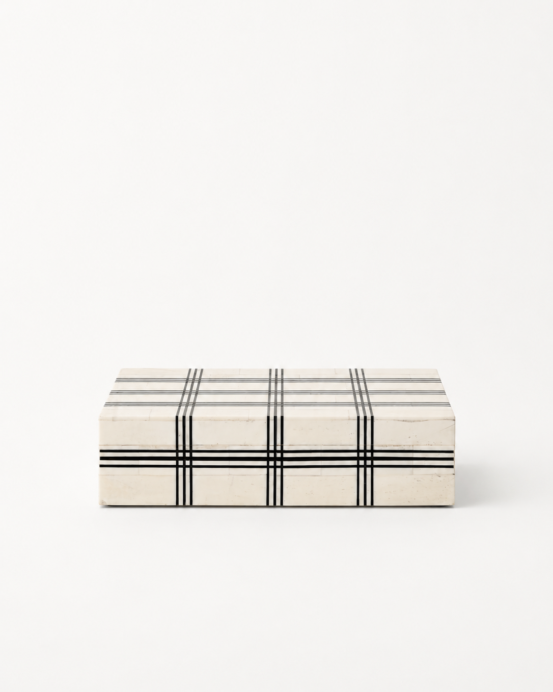 Inlay bone box with black stripe design
