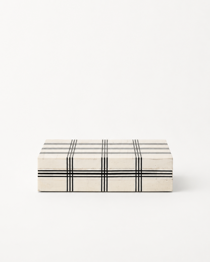Inlay bone box with black stripe design

