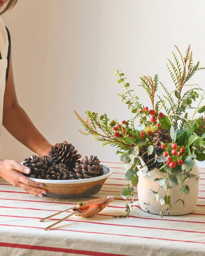 Red Stripe Linen Tablecloth