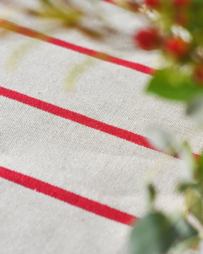 Red Stripe Linen Tablecloth