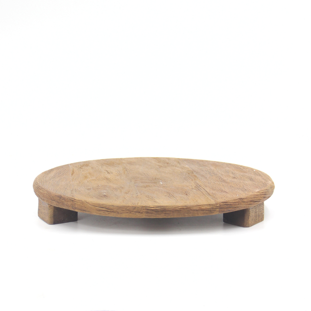 Round Wood Carved Pedestal