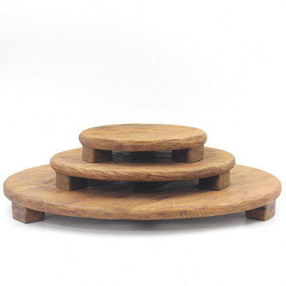 Round Wood Carved Pedestal