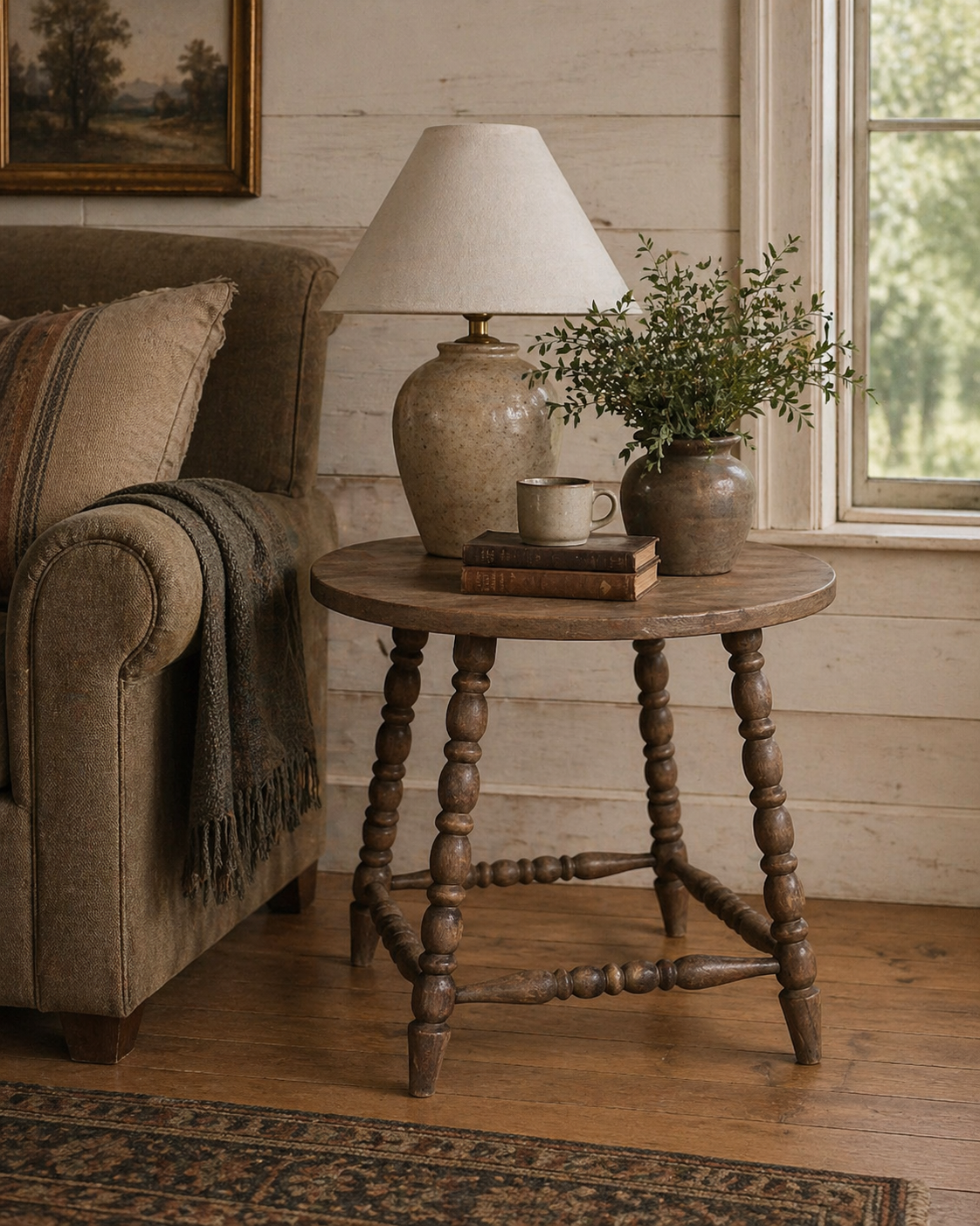 Round Bobbin Side Table