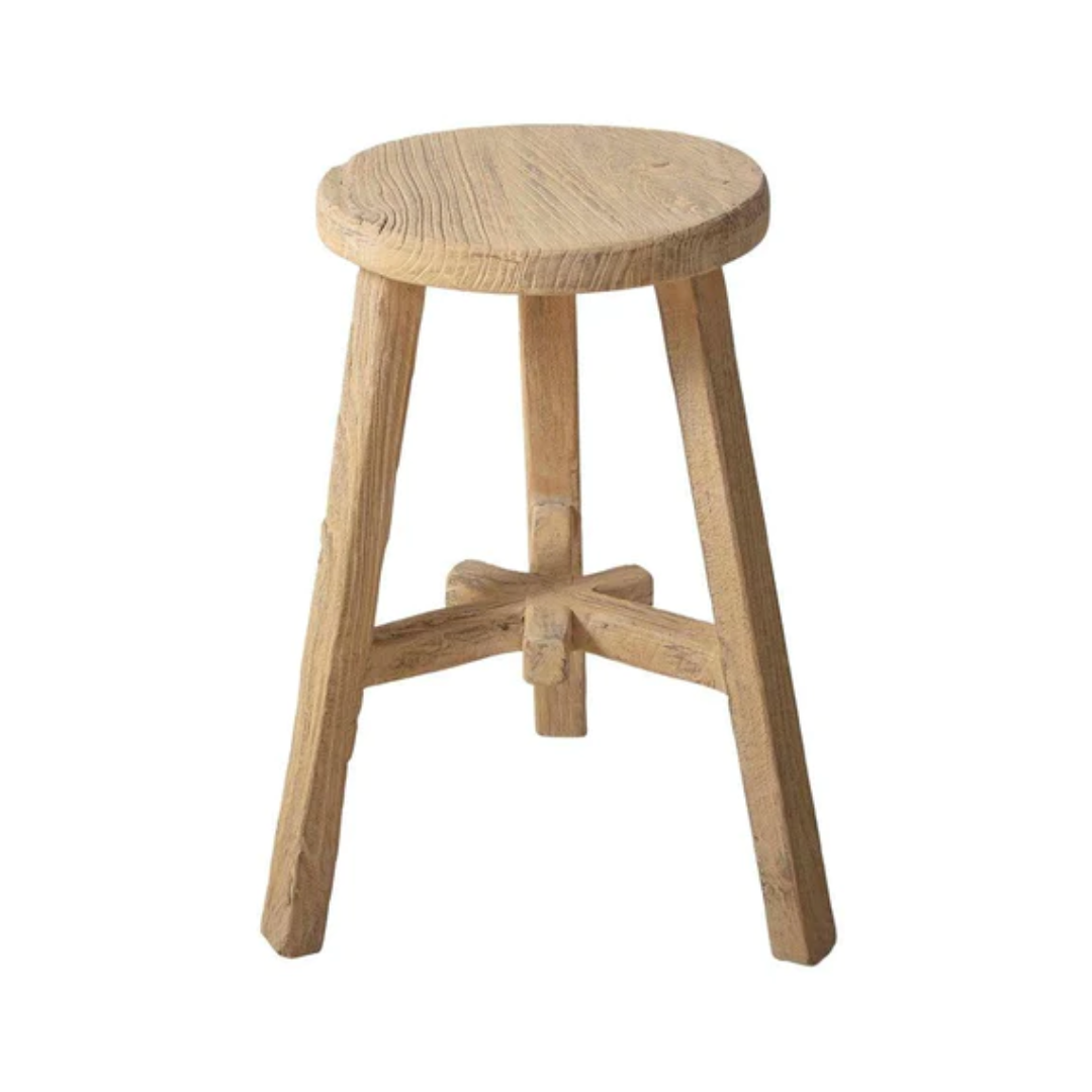 Vintage Round Elm Stool