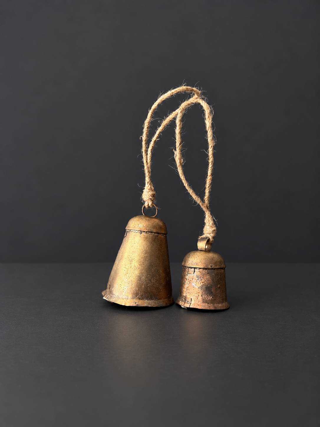 Antique Copper Christmas Bells | Set of 2