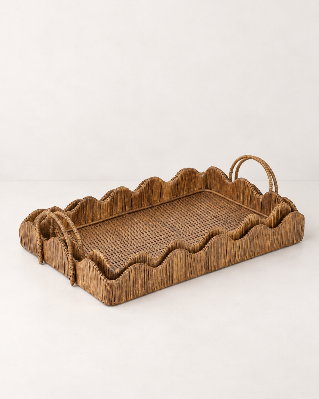 Scalloped Rattan Trays | Set of 2