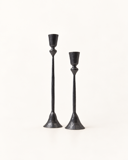 Gemma Candle Holders: Black | Set of 2