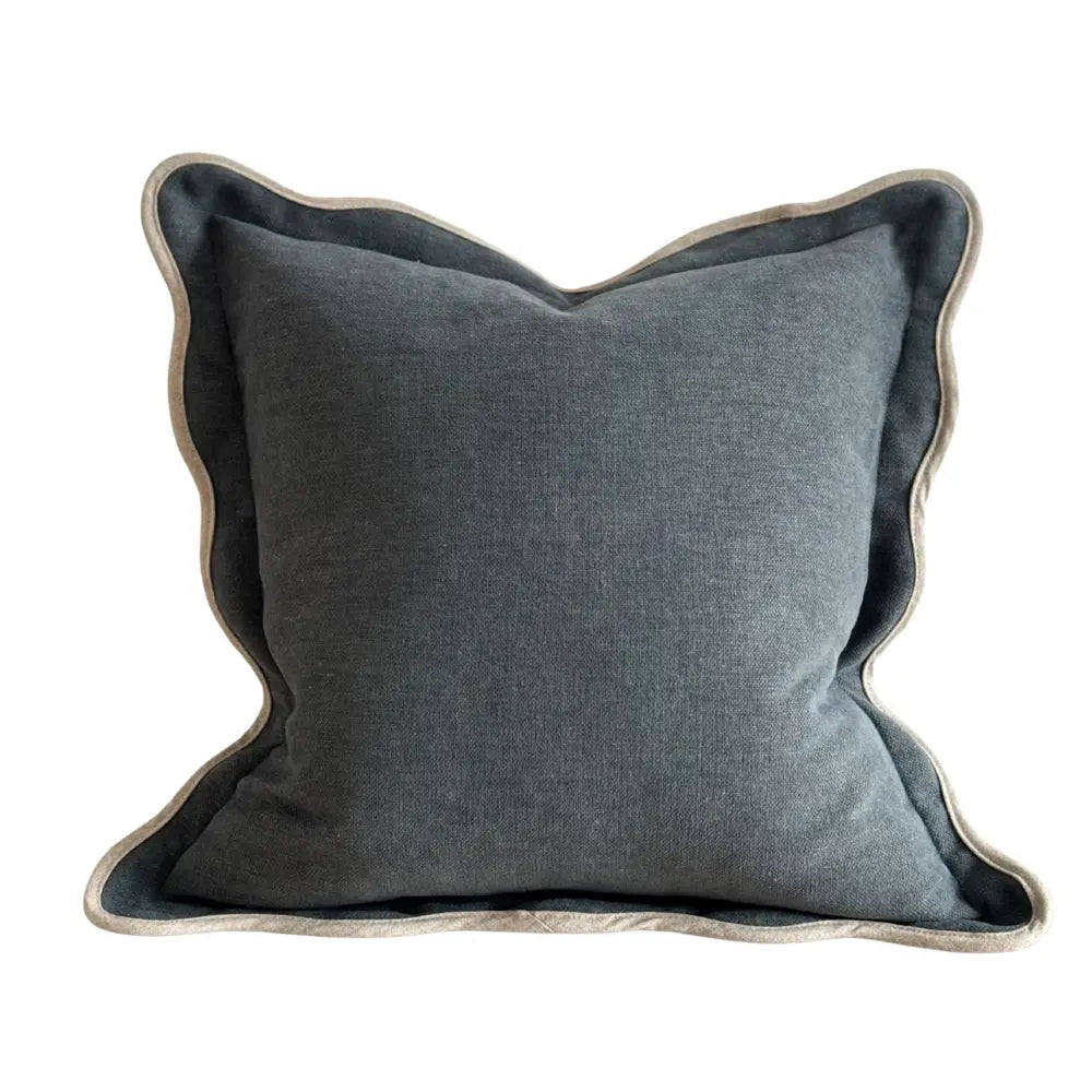 Theodore Navy Scalloped Cushion | 65cm x 65cm
