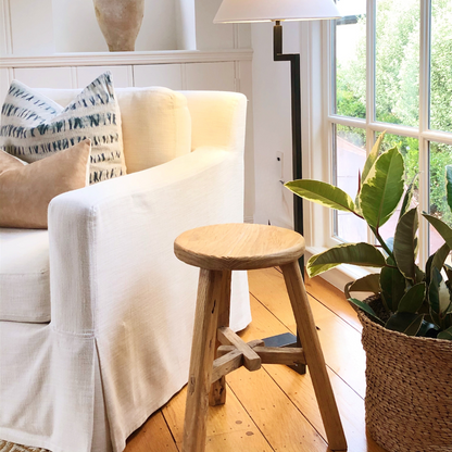 Vintage Round Elm Stool