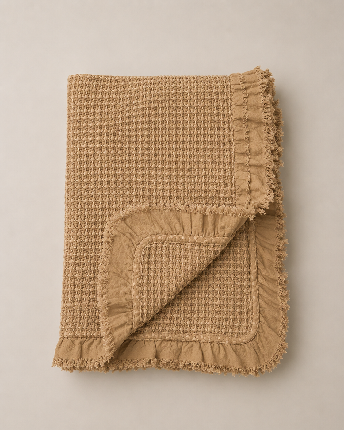 Organic Waffle Throw Blanket | Camel