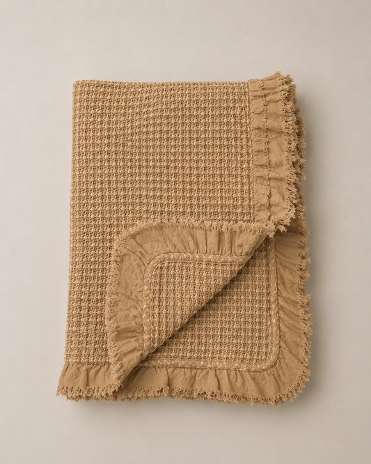 Organic Waffle Throw Blanket | Camel