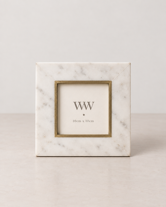 White Marble Square Frame | 6" x 6"