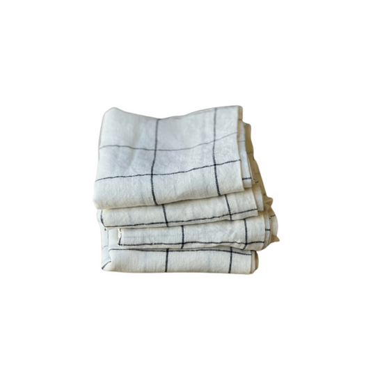 French Linen Tea Towel | Windowpane