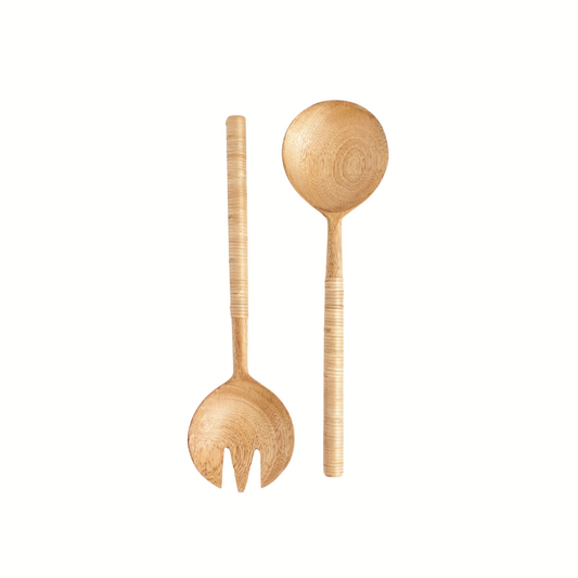 Woven Wood Salad Servers