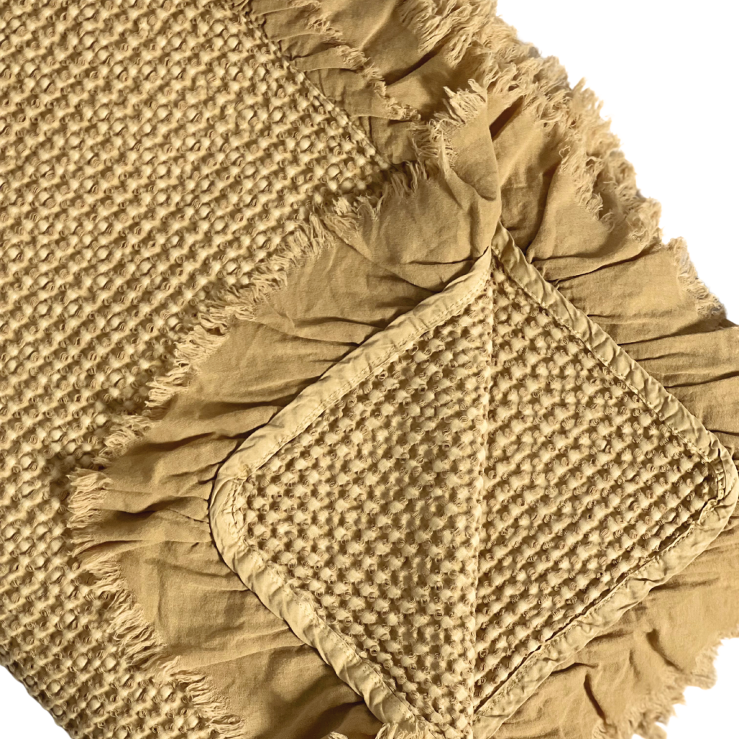 Organic Waffle Throw Blanket | Camel